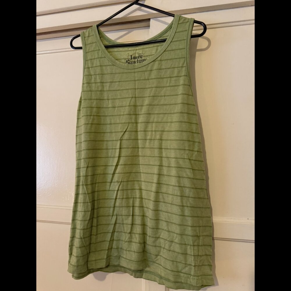 Inner Sanctum green on green horizontal striped tank top Medium (M)